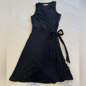 LOFT Petite Black and White Wrap Dress